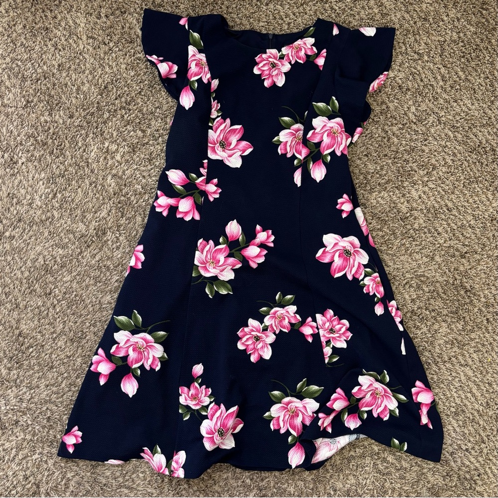 Jessica Howard Blue and Pink Floral Short Sleeve Dress